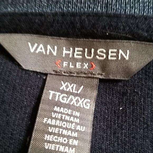 VAN HEUSEN FLEX BLUE LONG SLEEVE CASUAL POLO - Picture 4 of 6